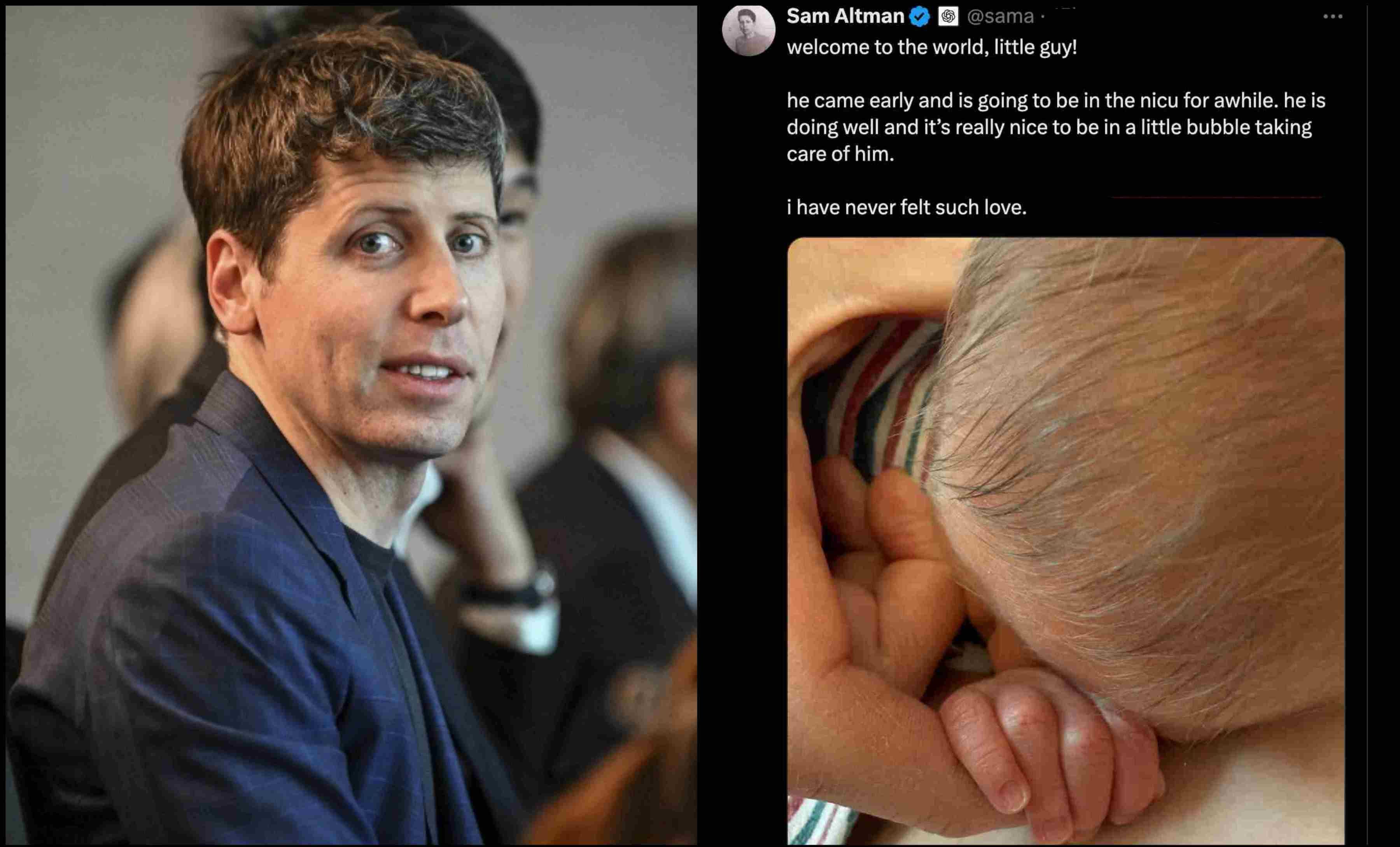 Sam Altman y el posteo que hizo para anunciar que nació su primer hijo.