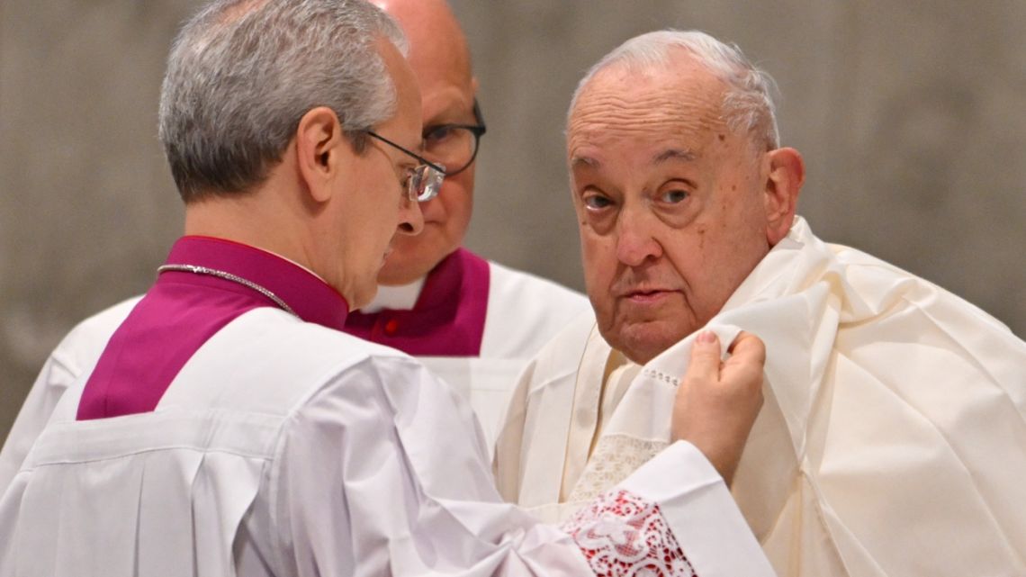 Pope Francis celebrates the Holy mass of the Epiphany in St. Peter's Basilica at the Vatican on January 6, 2025.