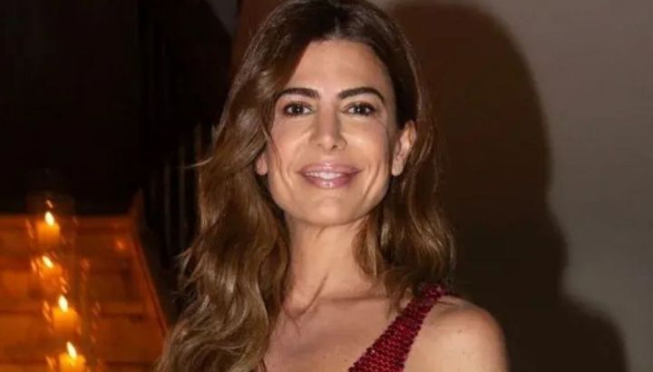 El espectacular vestido de fiesta de Juliana Awada con brillos y transparencias