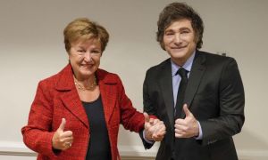 El presidente Javier Milei y la titular del Fondo Monetario Internacional (FMI), Kristalina Georgieva