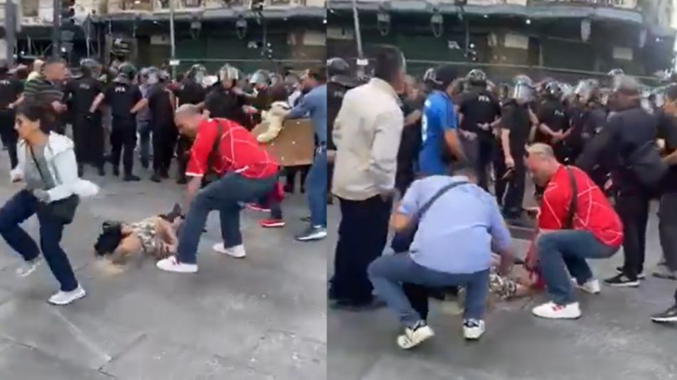 20250312 Agresión a una jubilada durante los incidentes en Congreso