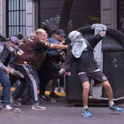 Images from clashes between pensioners, football fans and sympathisers and the security forces during a protest near Congress on March 12, 2025.