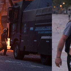Images from clashes between pensioners, football fans and sympathisers and the security forces during a protest near Congress on March 12, 2025.