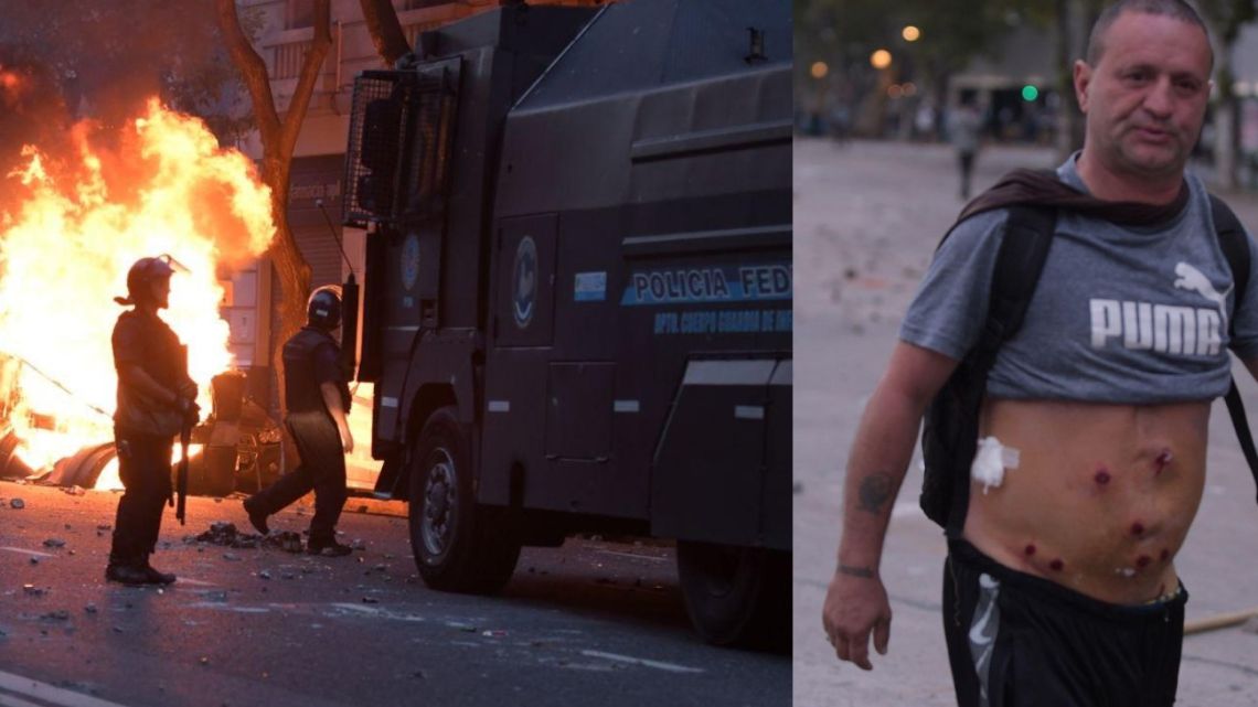 Images from clashes between pensioners, football fans and sympathisers and the security forces during a protest near Congress on March 12, 2025.