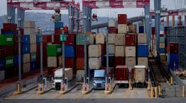 Ports Of Los Angeles And Long Beach After Trump's Tariffs Take Effect