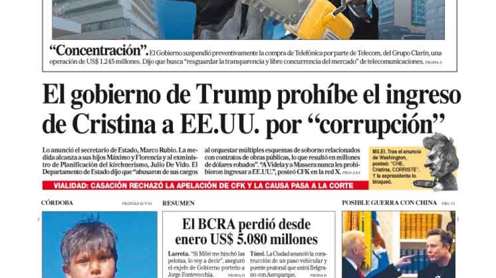 La tapa del Diario PERFIL del sábado 22 de marzo de 2025