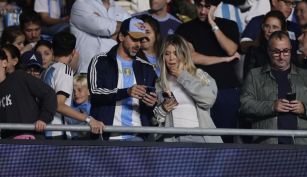 Wanda Nara en el partido Argentina-Brasil