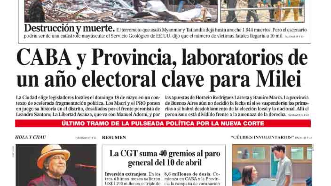 La tapa del Diario PERFIL del domingo 30 de marzo de 2025