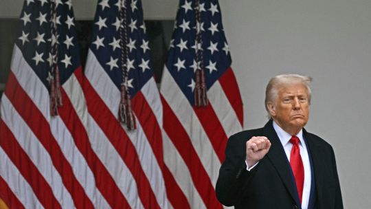 20250402 Donald Trump dio un discurso sobre aranceles recíprocos durante un evento en el Jardín de las Rosas titulado
