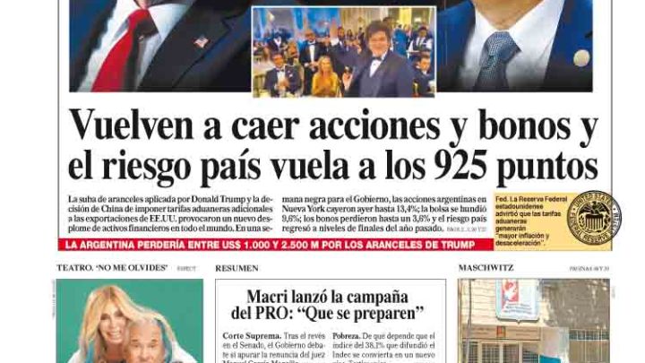 La tapa del Diario PERFIL del sábado 5 de abril de 2025