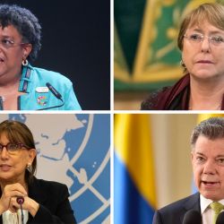 Mia Mottley, Michelle Bachelet, Rebeca Grynspan,, Juan Manuel Santos.