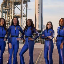 La tripulación femenina, antes de emprender la aventura espacial.