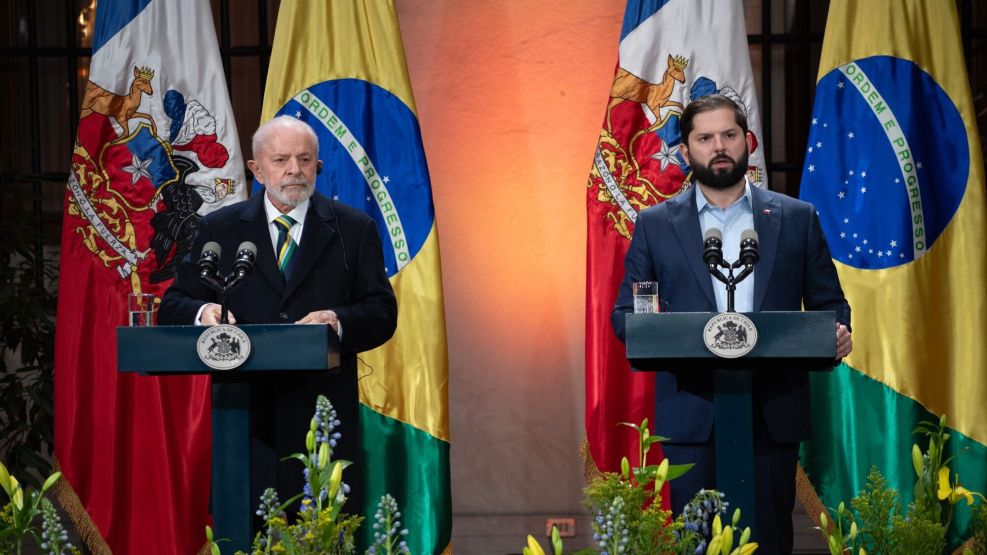 President Boric Hosts Brazilian Counterpart Lula At La Moneda