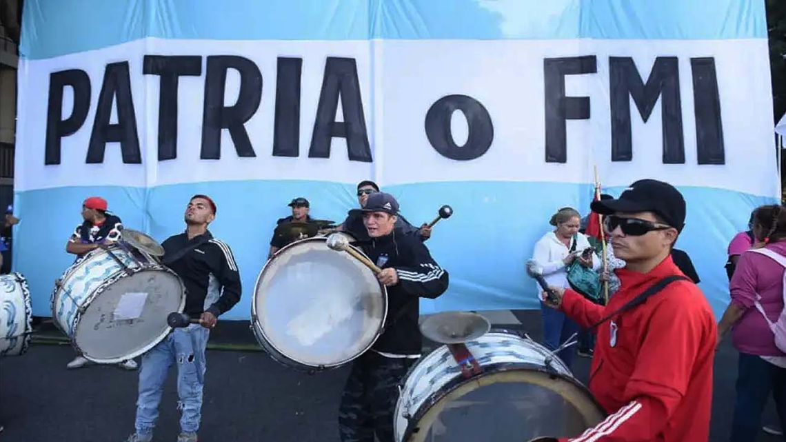 Anti-IMF and anti-Milei protesters during a CGT rally in Buenos Aires on April 30, 2025.