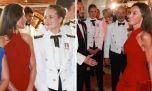 De rojo y con los hombros al descubierto, el imponente look de Letizia Ortiz en su reencuentro con la Princesa Leonor en Panamá