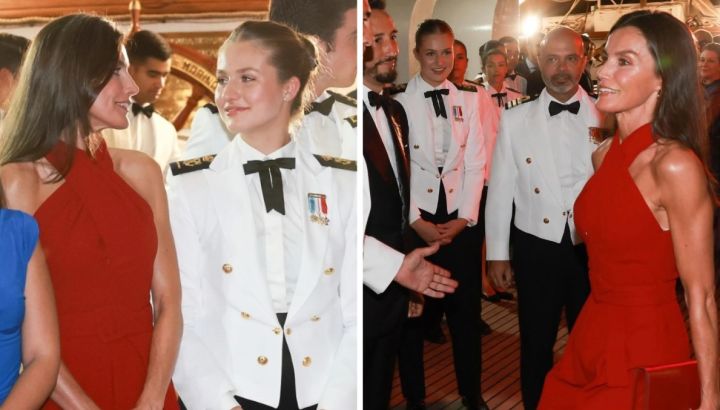 De rojo y con los hombros al descubierto, el imponente look de Letizia Ortiz en su reencuentro con la Princesa Leonor en Panamá