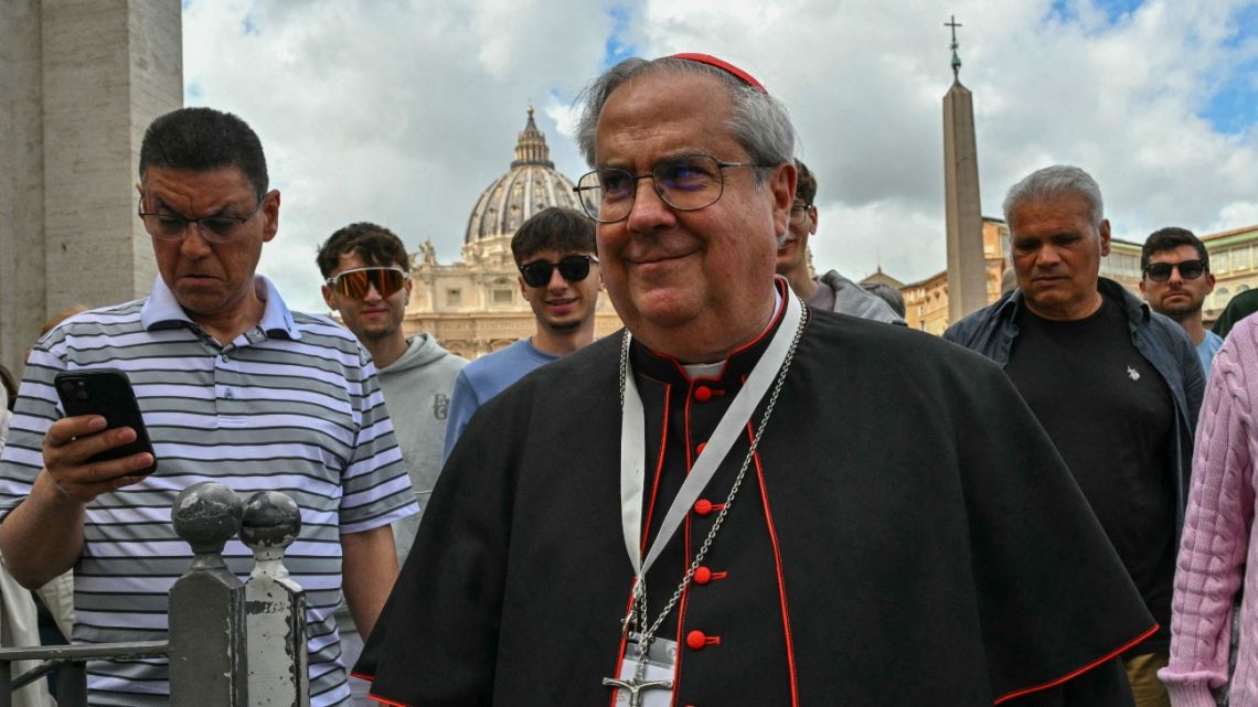 Argentine cardinal Ángel Sixto Rossi walks after a congregation meeting at The Vatican, on May 5, 2025. 