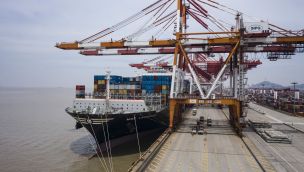 Views of the Yangshan Container Port Ahead of China Trade Figures
