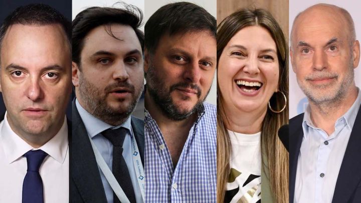 Candidates for the City midterms: Manuel Adorni, Ramiro Marra, Leandro Santoro, Silvia Lospennato, Horacio Rodríguez Larreta.