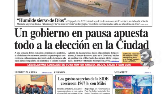 La tapa del diario PERFIL del domingo 11 de mayo de 2025