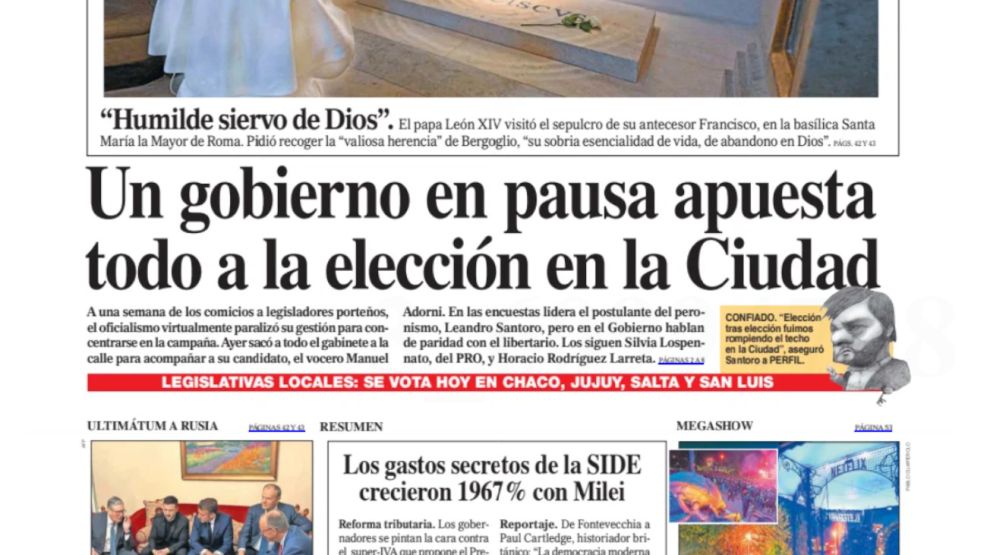 La tapa del diario PERFIL del domingo 11 de mayo de 2025