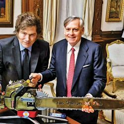Jesús Huerta de Soto en el despacho presidencial de la Casa Rosada. | Foto:Cedoc.
