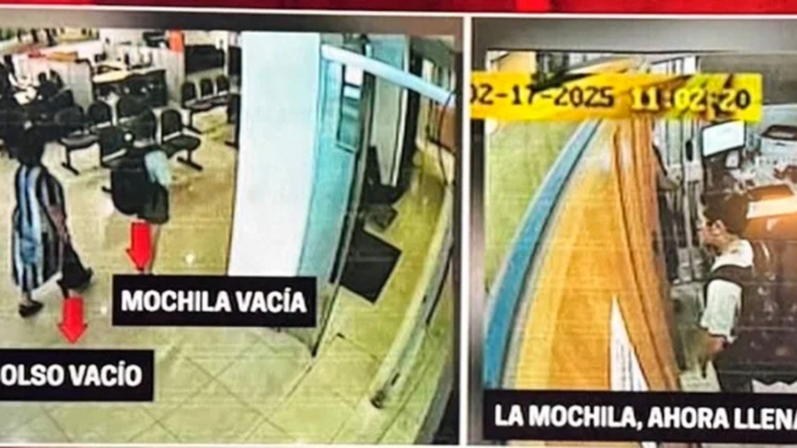 Mauricio Novelli's mother María Alicia Rafaele and his sister María Pía Novelli were recorded by security cameras at a Banco Galicia branch in Martínez where they have safety deposit boxes filmed them entering with empty bags on the morning of February 17 and then departing with the same bags bulging.