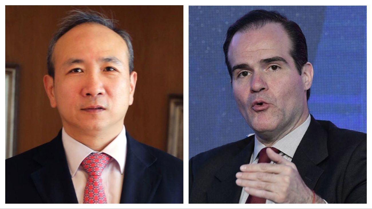 Wang Wei, embajador chino en la Argentina; y Mauricio Claver-Carone, enviado de Estados Unidos para América Latina.