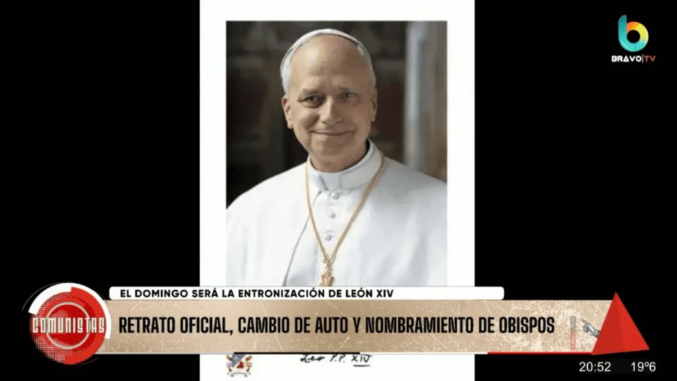 Retrato oficial del papa León XIV (captura de TV)
