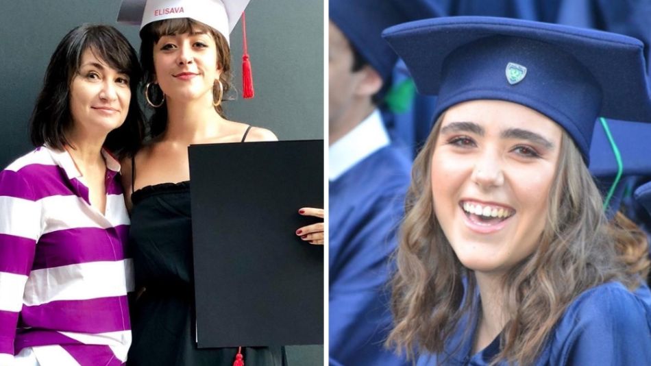 María Laura Santillán junto a sus hijas, Elena y Josefina