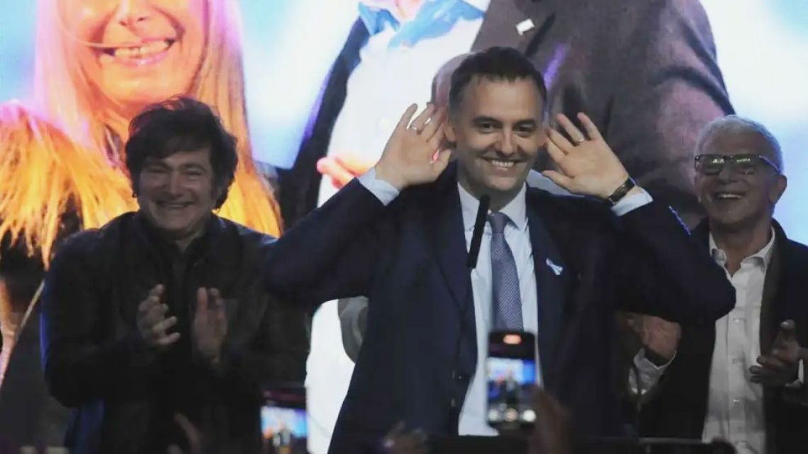 Manuel Adorni celebrates victory in the Buenos Aires City Legislature elections.