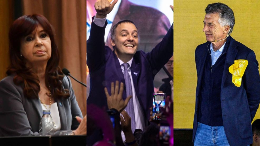 Manuel Adorni, Cristina Kirchner y Mauricio Macri