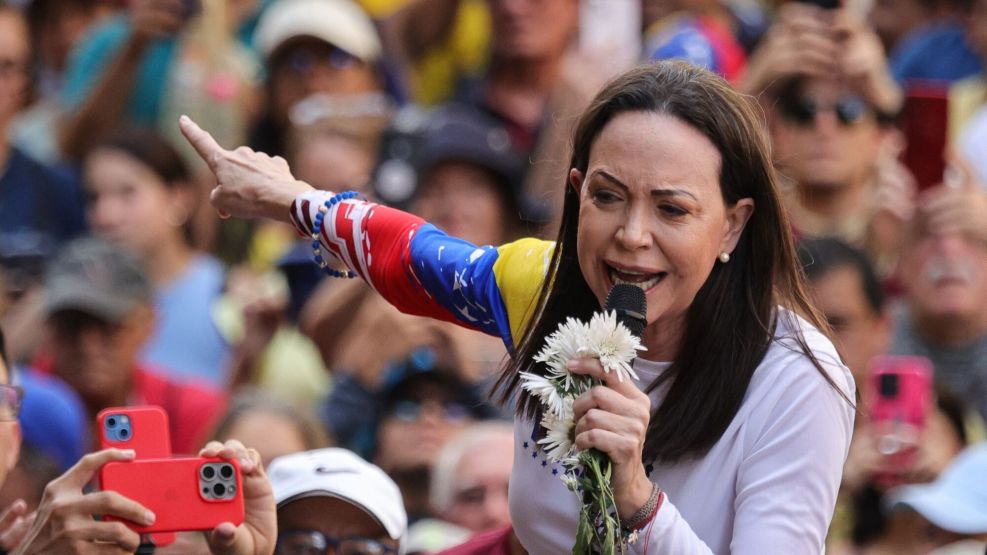 Venezuelan Opposition Leader Machado Is Intercepted After Joining Anti-government Protest