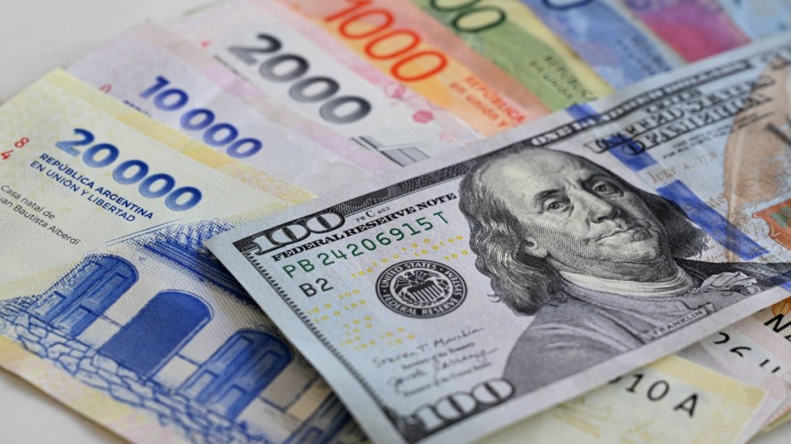 Pesos and dollars.