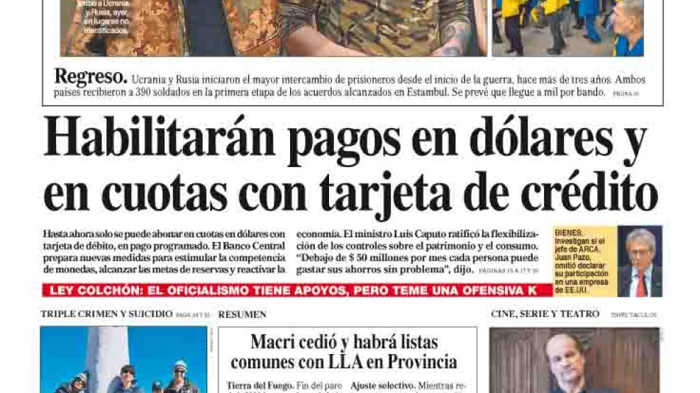 La tapa del Diario PERFIL del sábado 24 de mayo de 2025