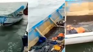 La embarcación precaria encontrada con los cadáveres en su interior.   