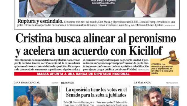La tapa del Diario PERFIL del sábado 7 de junio de 2025
