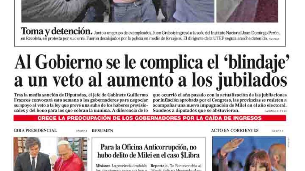 La tapa del Diario PERFIL del domingo 8 de junio de 2025