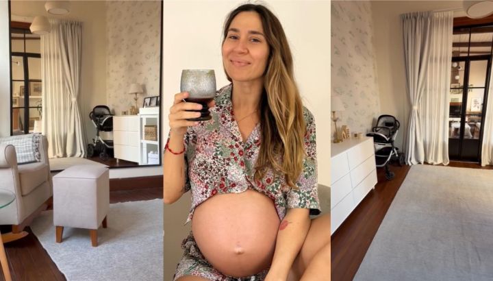 A días de dar a luz, Jimena Barón mostró cómo quedó el cuarto de su bebé: grandes ventanales, muebles blancos y cuna a control remoto
