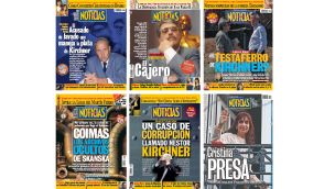 Cinco tapas de un final anunciado hace 22 años. Ducler, De Vido, Lázaro Báez, Skanska, gasoducto de Santa Cruz y la tapa actual de la revista Noticias.