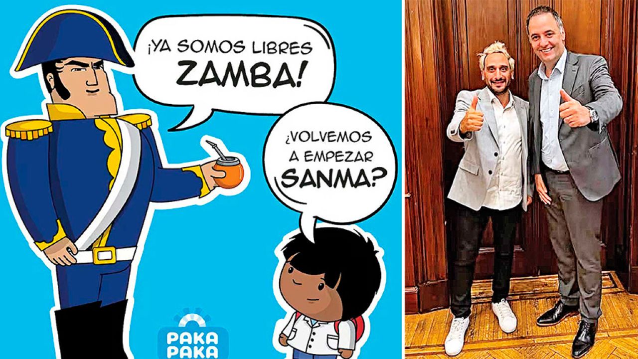 Wally Gómez se reunió con Manuel Adorni para darle inicio a la señal Paka Paka, versión libertaria. | Foto:Cedoc