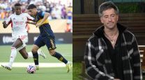 Miguel Merentiel en el partido ante Benfica y Juan Pablo de Vigili en Gran Hermano
