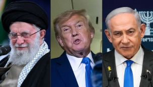 Ali Khamenei ayatolá, Donald Trump y Benjamin Netanyahu 20250618