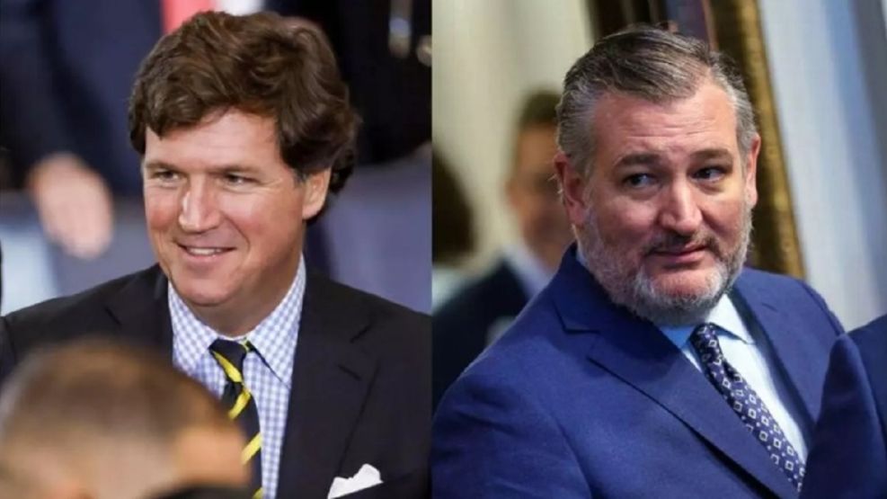 Carlson Tucker y el senador republicano., Ted Cruz en un tenso cruce por la guerra en Medio Oriente