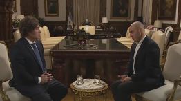 El presidente Javier Milei, en la entrevista con Esteban Trebucq en LN+.