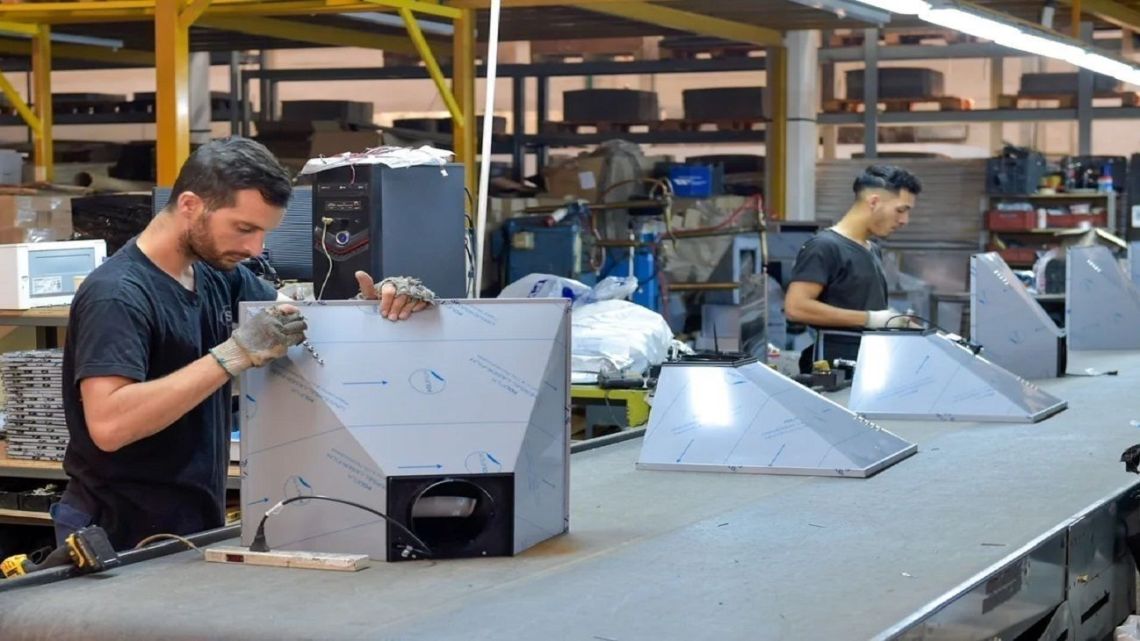 Workers at a factory in Buenos Aires Province.