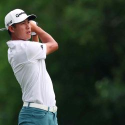 Collin Morikawa, de Estados Unidos, durante la primera ronda del Rocket Classic 2025 en el Detroit Golf Club. Foto de Gregory Shamus / AFP | Foto:AFP