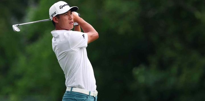 Collin Morikawa, de Estados Unidos, durante la primera ronda del Rocket Classic 2025 en el Detroit Golf Club. Foto de Gregory Shamus / AFP