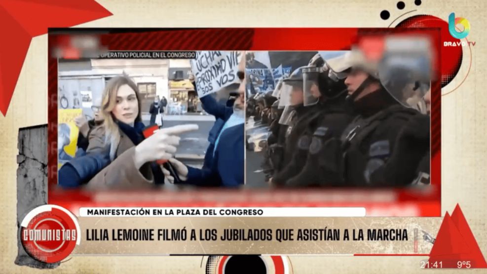 Lilia Lemoine, escoltada por la policía en la marcha de los jubilados - Comunistas