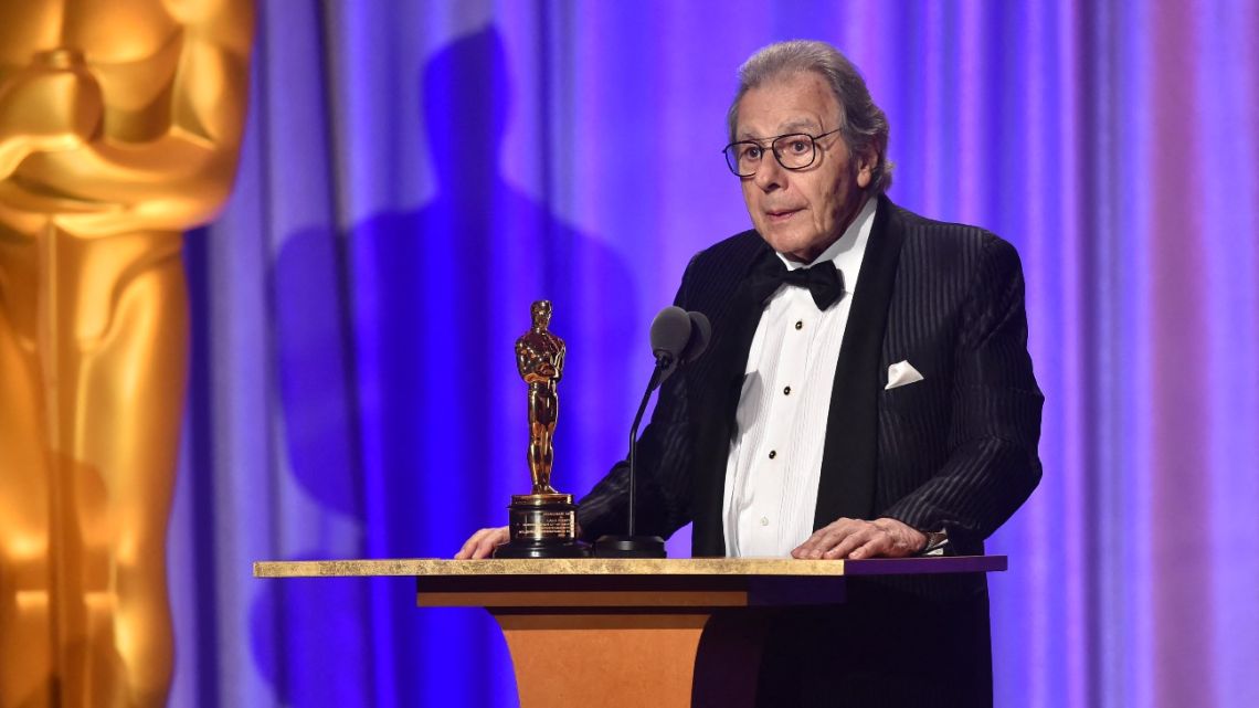Argentine composer Lalo Schifrin accepts an honorary Oscar at the 10th Annual Governors Awards gala hosted by the Academy of Motion Picture Arts and Sciences at the the Dolby Theater at Hollywood & Highland Center in Hollywood, California on November 18, 2018. 